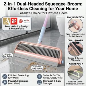 Efficient Cleaning Broom Rotating Dual-Head Design Easy-To-Use Sweeper for Hassle-Free Cleaning
