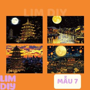 Set 4 tranh cạo phong cảnh kèm cọ khổ A4 LIM DIY