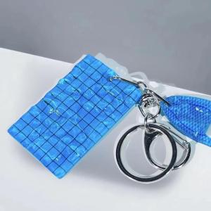 LYM 1Pcs Swimming Hat Car Key Ring Creative Swimming Pool Wavy Keychain Decoration Bag Pendant Swimmers Gift