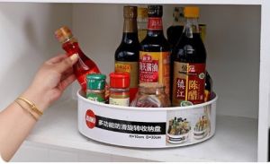 P Rotating Seosoning Storage Box Kitchen Plastic Storage Shelf Deskstop Makeup Multifunctional Rack 1725
