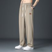 GE Mens Ice silk Mop Pants Summer Thin Korean style Trendy Casual Trousers Loose Drawstring Wide