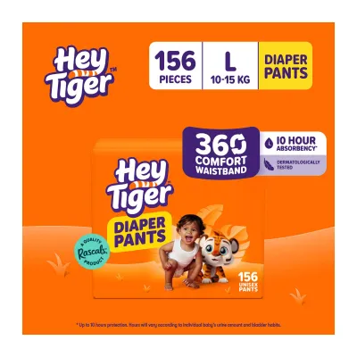 Hey Tiger Pants L Diaper Case - LARGE (10-15 kg) - 156 pcs - Diaper Pants