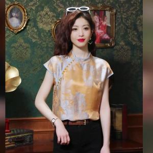 Ammin2024 áo ren/áo voan áo thun tay áo phụ nữ siêu mỏng Mùa Hè Tay ngắn