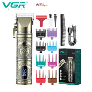VGR V-697 Electric Hair Clipper Trimmer Vintage Metal Professional Personal Care Barber Haircut Trimmer Colorful Comb
