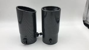 Hot Selling Universal Car Modification 70MM Exhaust Flat Muffler Stainless Steel Exhaust Carbon Fiber Tailpipe