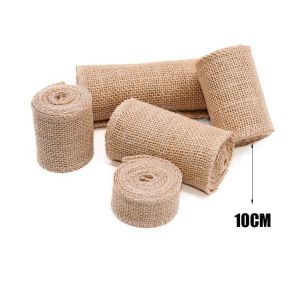 【Local Warehouse】Natural Jute Linen Fabric 2.5-15cm Jute Linen Ribbon Roll Hessian Table Runner for Wedding Party Supplies Spring Decoration Natural Jute Burlap Lace Ribbon Lace Trim Edge Wedding Decoration