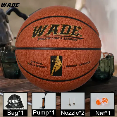 WADE Original 7# PU Soft Leather Large Particles High elasticity League Designation ball for basketball Ball Waterproof for Indoor/outdoor