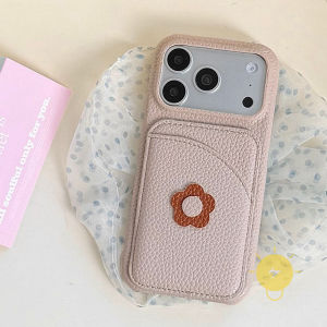 For iPhone 17 Pro Max Case TPU Flower PU Phone Case For Plus Mini 16e 16 15 14 13 12 11 Cover Aesthetic Korean Cute