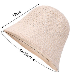 หมวกถักไหมพรมระบายอากาศได้ดีสำหรับผู้หญิงฤดูร้อน Topi Bucket กันยูวีสำหรับ MODE Korea หมวกชายหาดกันแดดกลางแจ้งหมวกแบบมีที่บังแสงโดมแบบพับได้