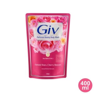 Giv Sabun Mandi Cair Premium Manfaat Kecantikan Damask Rose & Cherry Blossom 400ml