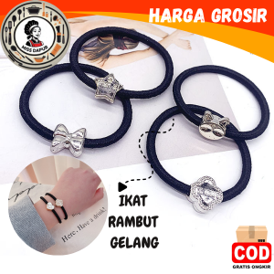 MS IKAT RAMBUT PREMIUM WITH DAINTY CHARMS ISI 10 KARET RAMBUT KOREA BAHAN ELASTIS