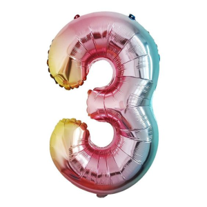 Balon Foil Angka Warna Rainbow 32inch / 80cm Balon Angka Ulang Tahun