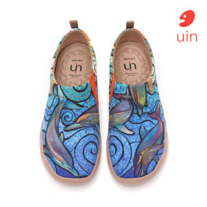 UIN Toledo I Women’s Art Travel Shoes Canvas Slip-on Loafer-Pacific Time