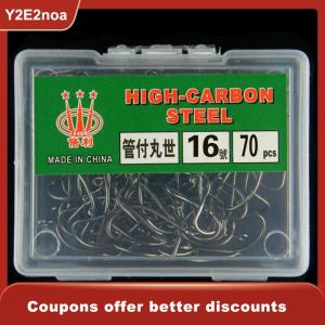 【Y2E2noa】 100pcs Boxed Tube Maruse Hooks Black High Carbon Steel Coon And Sea Fishing Hooks With Ring And Barbed Wire