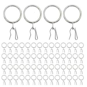60pcs Metal Curtain Rings with Pin Hooks Curtain Hanging Rings for Reliabled Drapery Support