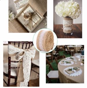 1 Cuộn Ruy Băng Vải Bố Phối Ren Dùng Trong Decor Làm Đồ Handmade Trang Trí Tiệc Cưới Giáng Sinh