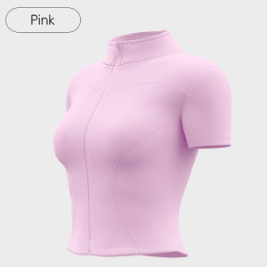 FUYOGI womens short sleeved windproof stand up collar design with high elasticity and quick drying for sports and fitness