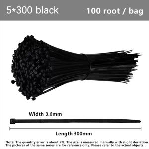 Durable Nylon Cable Ties Heavy Duty Zip Ties Cable Strap (Black 100PCS / Pack)