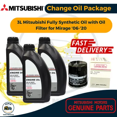Mitsubishi Fully Synthetic Engine Oil 5W-40 [3 Liters + Oil Filter MD135737 (C-415)] Oil Change for Mirage