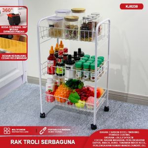 Rak Troli Beroda Serbaguna 3 & 4 Susun - Rak Dapur Rak Buku Organizer Mainan Anak Portable Storage