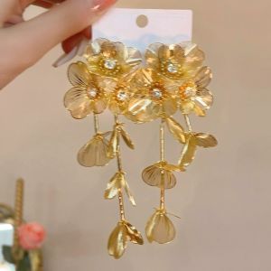 Personality Exaggerate Flower Tassel Dangling Earrings for Sweet Girls High-end Earring for Women