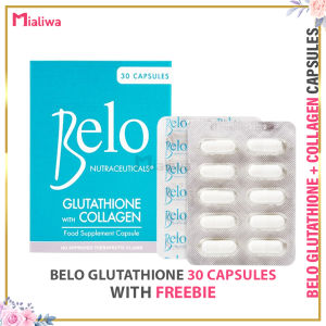 Belo Nutraceuticals Glutathione + Collagen 30 Capsules Pampaputi Whitening Food Supplement Skin Care Vitamin C Antioxidant Moisturizing Acne Pimples Pore Minimizer Blackheads Brightening Liver Detox Anti-Aging Glass Skin Beauty Supplement For Men & Women