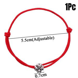 [Cutewomen2020] Lucky Four-Leaf Clover Red String Bracelet Zodiac Charm Handmade Prosperity Jewelry