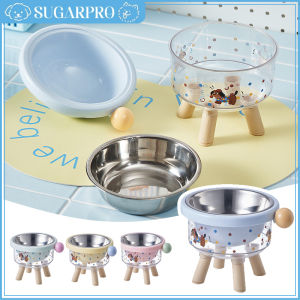 Elevated Single Pet Bowl Stainless Steel Anti-Black Chin Cat Dog Feeder Non-Slip Base & Neck Protection Anti-Choking Raised Stand for Small Breeds