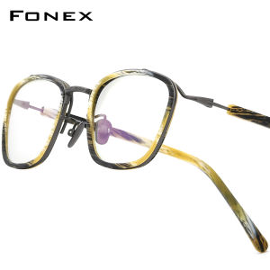 FONEX Acetate Titanium Glasses Frame Men Brand Design Vintage Retro Round Eyeglasses Women Full-Rim Japanese High-Quality Ultralight Custom Optical Eyewear 85665