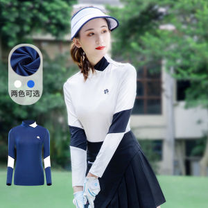 Golf Shirts Long Sleeved For Womens Slim Casual Tops Ladies Patchwork Quick Dry Sports Bottoming Stand Collar Tennis Tops