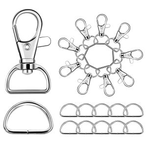 10pcs 3/4 inch D-Shaped Keychains DIY Key Clip Key Ring Crafts Chain Snap Hook Keychain Ring Lobster Claw Clasp Accessory