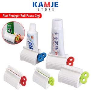 KAMJE Dispenser Alat Penjepit Jepitan Penekan Odol Pasta Gigi Roll Putar
