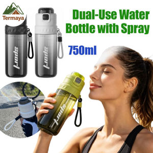 Termaya Large Capacity Dual-Use Water Bottle with Spray Outdoor Sports Portable Straw Cup Bpa Free Cycling Cooling