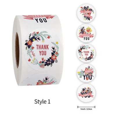 PROMO 1 ROLL !!! Cetak Sticker Logo/LABEL Makanan Isi 500 PCS Sticker Ukuran 2.5 CM - Stiker Tempel Custom Thank You - Stiker Label Kastem