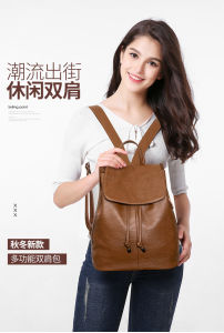2023 Backpack Leather Bagpack on Sale Fit 14 Inch Laptop Women Genuine Leather School Bag Korean Style Bag Travel Bags