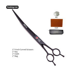 Sangelar 9 inch Pet Grooming Scissors For Large DogStraight and Curved ShearGreat Value (Includes Case)