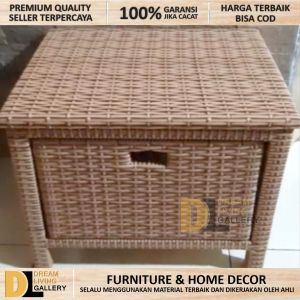 Lemari Rak Rotan Sintetis 2 Laci Buffet Bufet Meja TV 43 inci Ruang Tamu Minimalis Murah Terbaru