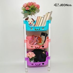 RAK MAINAN ANAK Buku Sepatu Boneka Bumbu Baju 3 tingkat kosmetik serbaguna Rack Troley lucu
