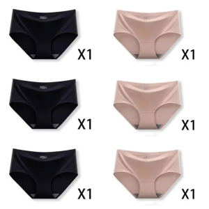 【⏰Wholesale】6 Pcs Ice Silk Seamless Panty Breathable Womens Soen Underwear Plus Size Panties M-2XL