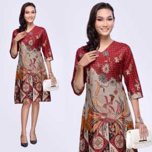 Baju Couple Batik Pasangan Dress Kemeja Amira Merah