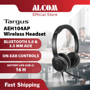 TARGUS AEH104AP Wireless On-Ear Headset with Bluetooth 5.0 3.5mm AUX Rotatable Mic Rechargeable & 16h Playtime