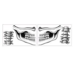 FEELING WELL 2pcs ไม่ซึมน้ำ รอยสักปากตัวตลก ใช้แล้วทิ้ง แบบพกพา รอยสักใบหน้าฮาโลวีน ของขวัญ ออกฤทธิ์ยาวนาน ตัวติดชั่วคราวรูปหัวกะโหลก ปาร์ตี้