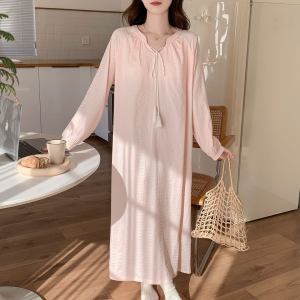 Sweet Princess-style Nightdress Long-sleeve Nightdress with Built-in Bra Pads Long Dress Homewear Maternity Nightdress