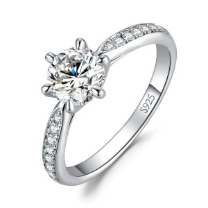 JewelryPalace Moissanite GRA D Color 1ct 1.5ct 2ct 3ct Round S925 Sterling Silver Wedding Engagement Ring for Women
