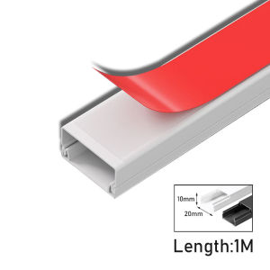 Kabel Duct Kabel Dak Cable Ducting Penutup Pelindung Kabel Tempel Dinding Lantai PVC Tray Kabel Listrik Putih Hitam 10x20 Panjang 1 Meter