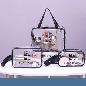 B.Crush Waterproof Modern Cosmetic Transparent Toiletries Bag Wash PVC Make up Pouch Travel Washbag Large Capacity Make up Organizers