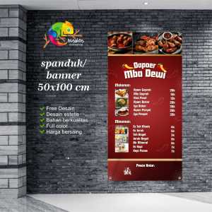 Cetak Spanduk Banner Merah dan Oranye Modern  Kedai Makanan