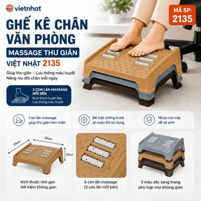 Ghế Kê Chân Massage Văn Phòng 2135 Ghế Gác Chân Nhà Tắm Thư Giãn Hỗ Trợ Tuần Hoàn Máu Việt Nhật