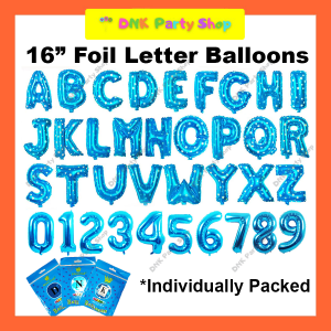 16 inch Letter Number Foil Balloons Alphanumeric Alphabet Blue Individually Packed Party Decorations With White Stars Marks
