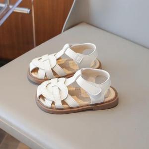 Girls Roman Shoes Children Solid Color Classic Retro Style Student Uniform Shoes Kids Fashion Girl Toes Wrapped Sandals I03284